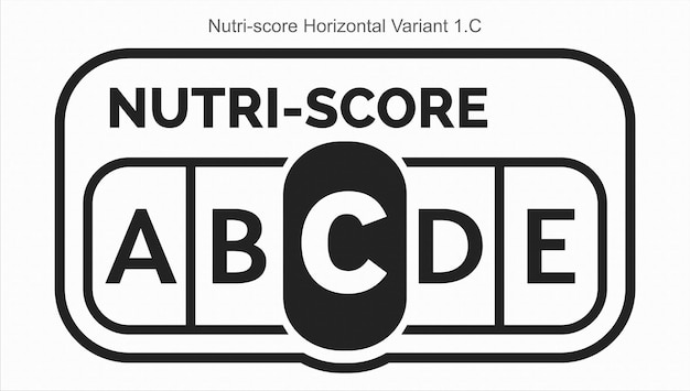Vector sistema de clasificación nutriscore nivel de azúcar de los alimentos bebidas marcación de la etiqueta variante horizontal 1 c impresión en línea
