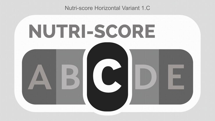 Vector sistema de clasificación nutriscore nivel de azúcar en los alimentos bebidas marcación etiqueta variante horizontal 1 c monocromo