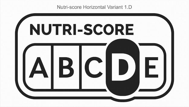Vector sistema de clasificación nutriscore nivel de azúcar de los alimentos bebidas marcación de la etiqueta variante horizontal 1 d impresión en línea