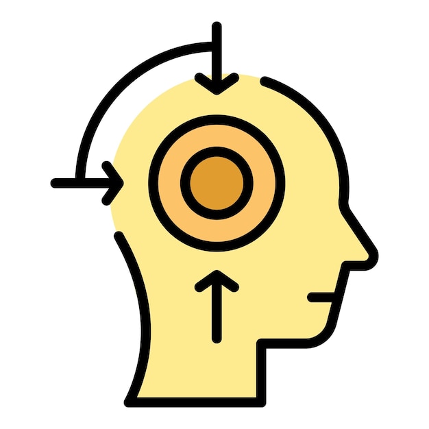 Sistema cognitivo icono contorno vector Percepción visual Proceso sensorial color plano