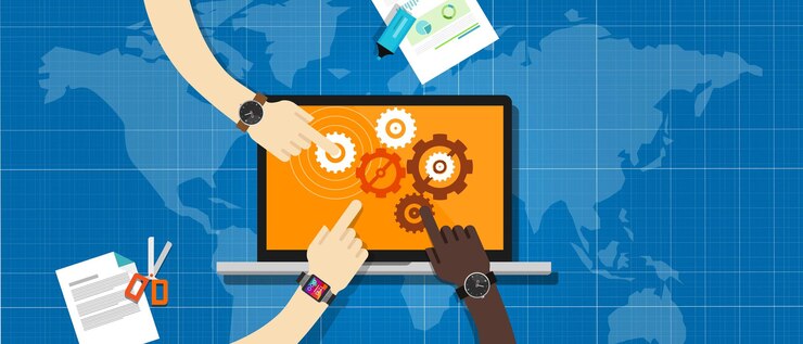 Vector sistema de colaboración empresarial ecs