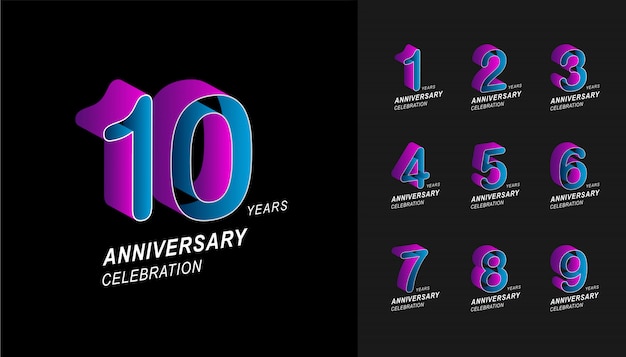 Sistema colorido del diseño de la celebración del aniversario.
