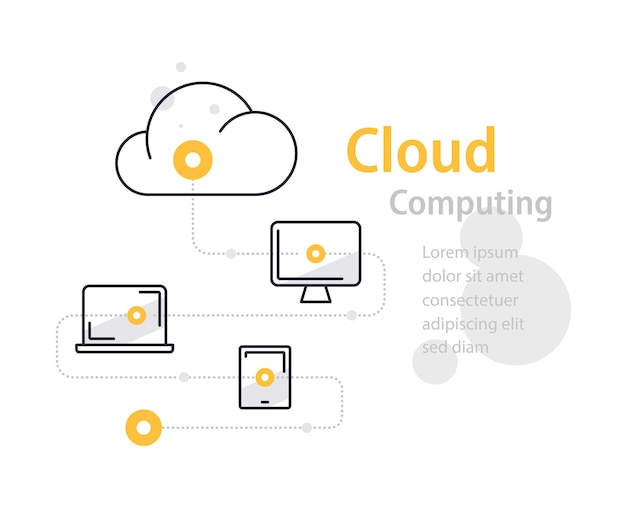 Sistema de computación en la nube tecnología inalámbrica conexión a la red informática