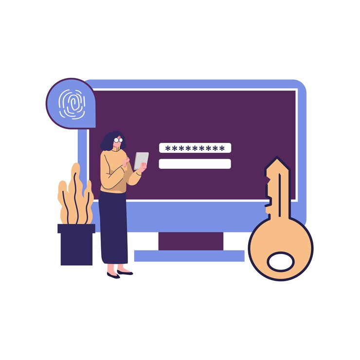 Vector sistema de control de accesos ilustración de estilo plano diseño de vector