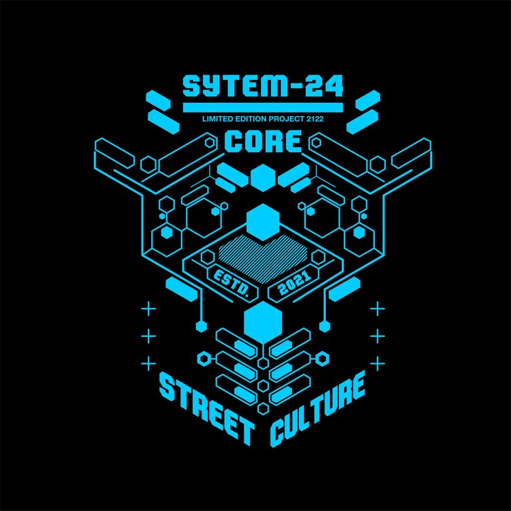 Vector sistema de cultura callejera 24 camiseta vintage estilo techno