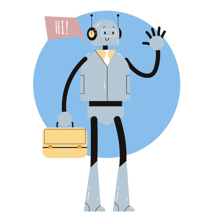 Vector sistema de cyborg robot amistoso soporte concepto aislado concepto de elemento de diseño gráfico plano vectorial