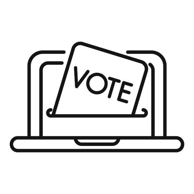 Sistema electoral de votación en línea utilizando computadora portátil que muestra boleta digital