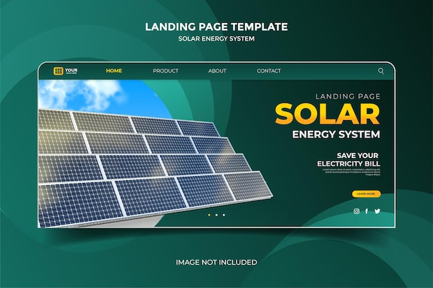 Sistema de energía de panel solar de plantilla de página de destino