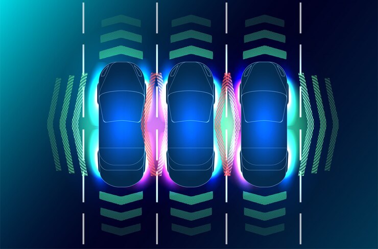 Vector el sistema de frenado automático evita accidentes automovilísticos por accidentes automovilísticos.
