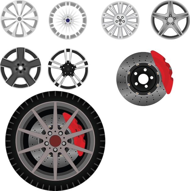 sistema de frenos de ruedas velg ilustración reparación automotriz