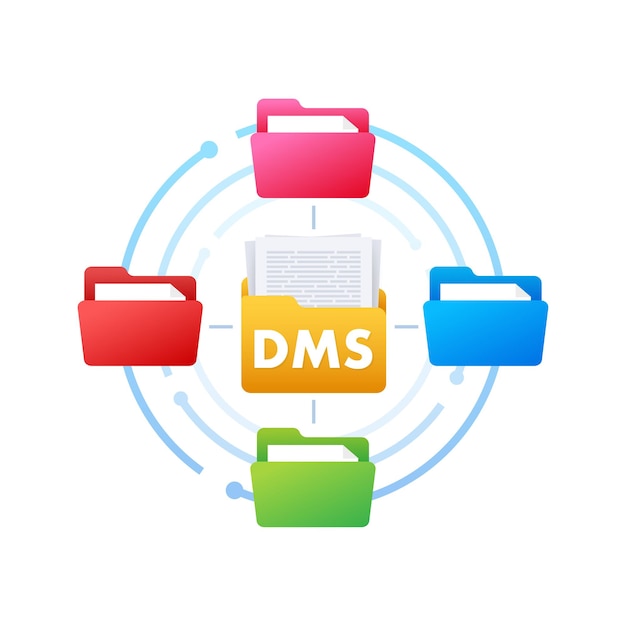 Sistema de gestión de documentos dms negocio digital icono de almacenamiento en la nube datos digitales