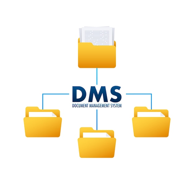 Sistema de gestión de documentos dms negocio digital icono de almacenamiento en la nube datos digitales