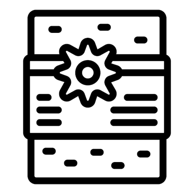 Sistema de gestión de documentos con icono de rueda dentada que representa la configuración