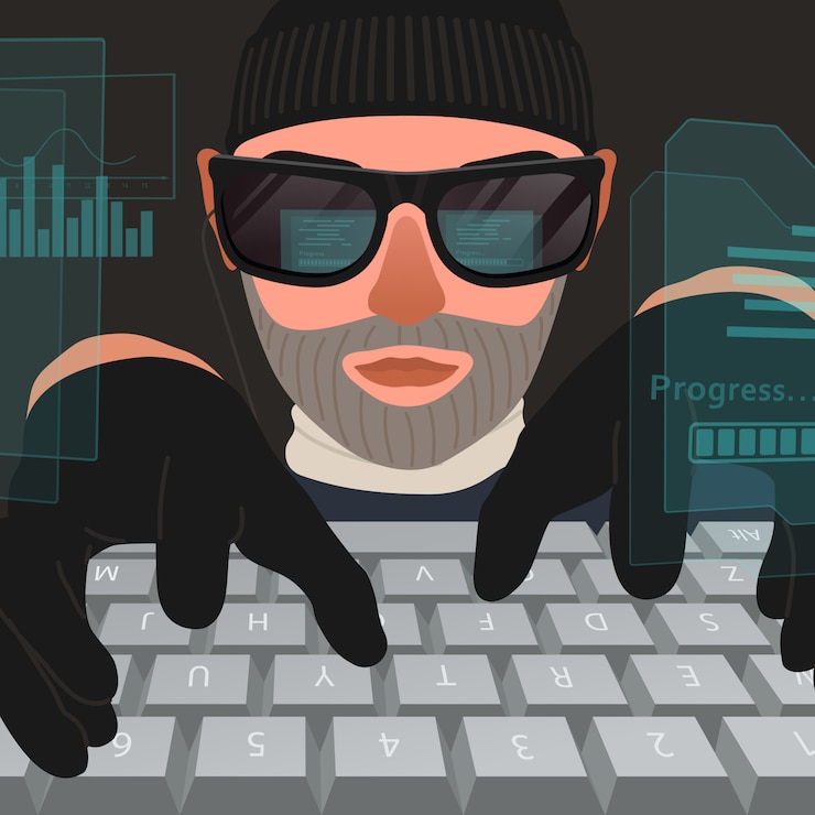 Vector sistema informático de ataque de piratas informáticos