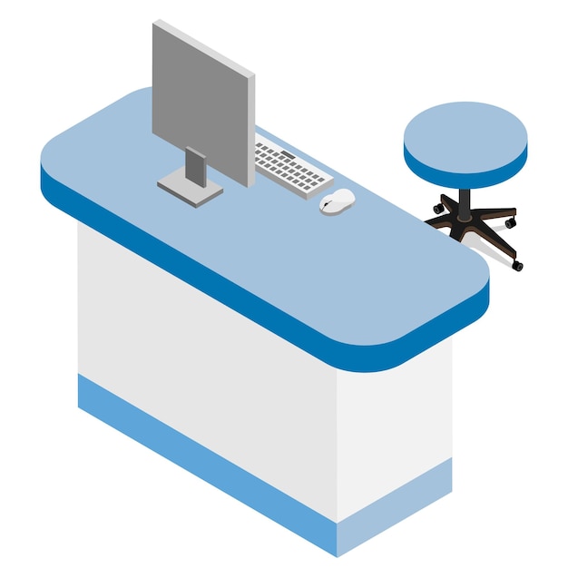 Sistema de POS de escritorio de computadora isométrico