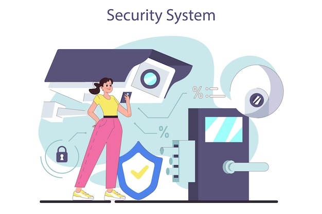 Vector sistema de seguridad de la casa apartamento inteligente video vigilancia artificial