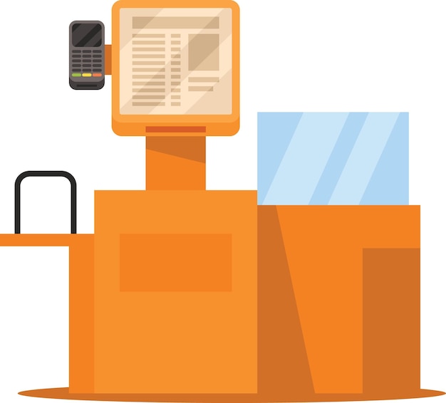 Un sistema SelfCheckout en una tienda aislada sobre fondo transparente