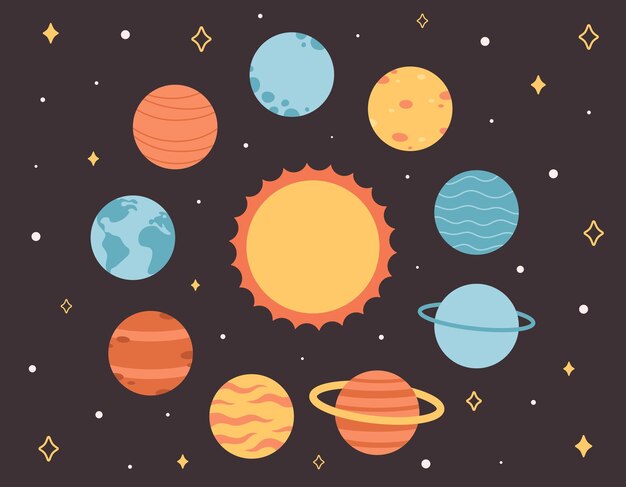 Sistema solar espacio y estrellas Día de la Tierra Salvar el planeta