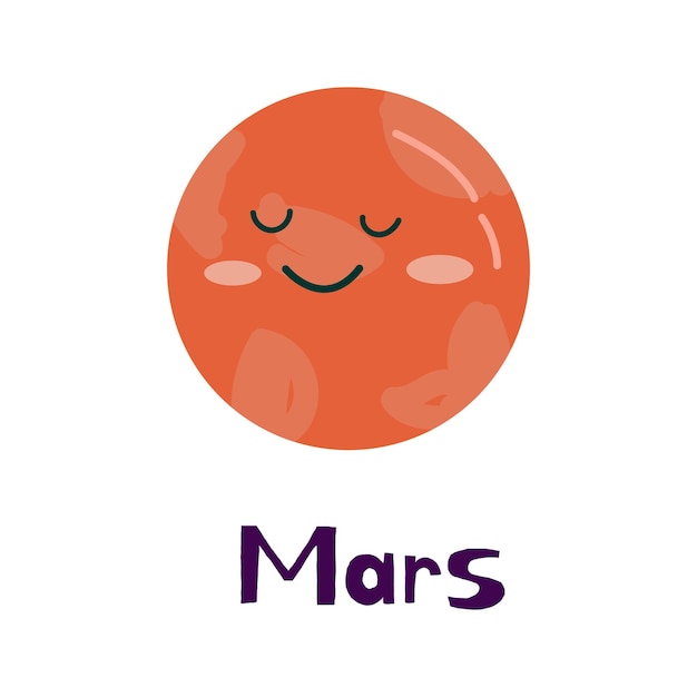 Sistema solar planeta Marte personaje de dibujos animados con cita puede usarse para diseño de portada póster y tarjeta