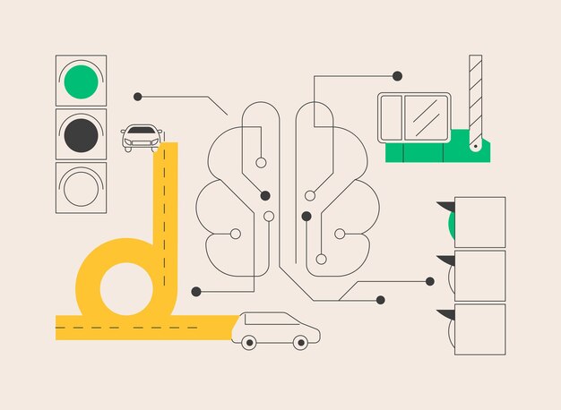 Sistema de transporte inteligente concepto abstracto ilustración vectorial tráfico y estacionamiento