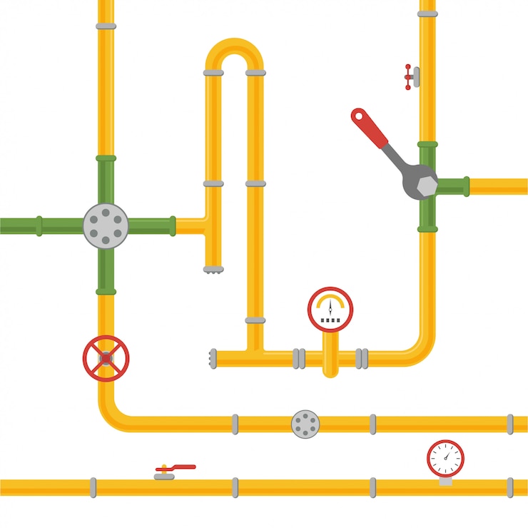 Vector sistema de tuberías de admisión de petróleo, agua o gas.