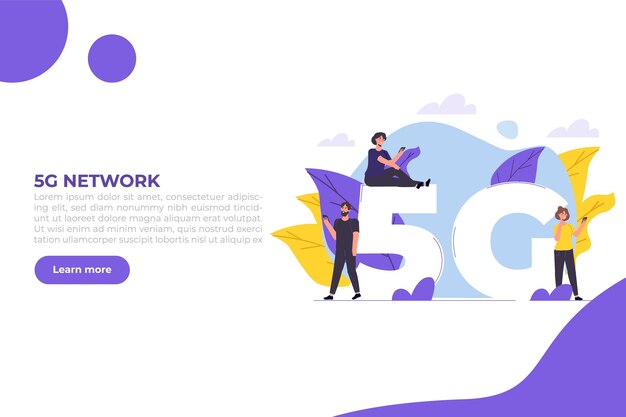 Sistemas inalámbricos de red 5G, concepto de Internet móvil de alta velocidad. Ilustración vectorial
