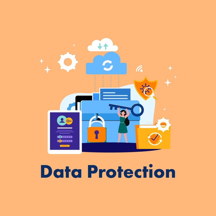 Vector sistemas de seguridad de fondo digital y protección de datos