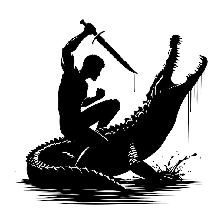 Vector el sitio crocodilr silueta vector arte y gráfico vector silueta de color negro 10