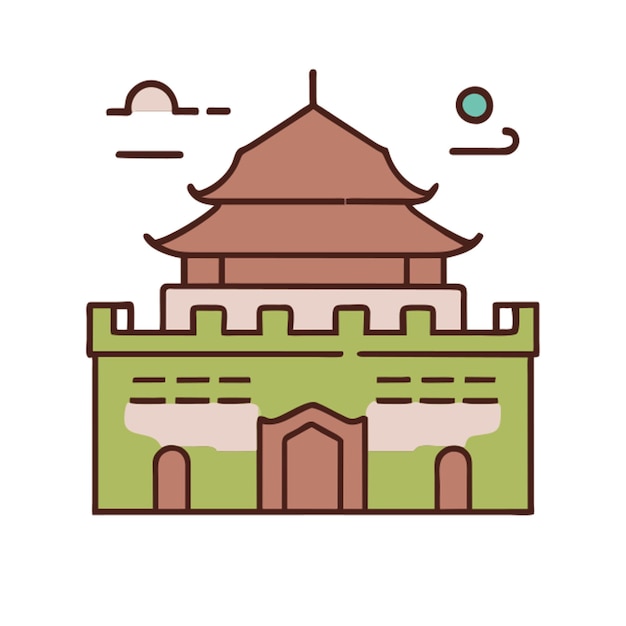 sitio del patrimonio cultural mundial en henan china icono contorno coloreado