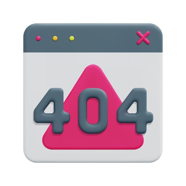 Sitio web 3d con vector de icono de error Aislado sobre fondo blanco Protección de datos de seguridad cibernética 3d y concepto de seguridad de Internet Estilo mínimo de dibujos animados Icono 3d ilustración de renderizado vectorial