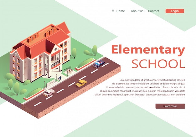 Sitio web de aterrizaje isometric modern elementary school