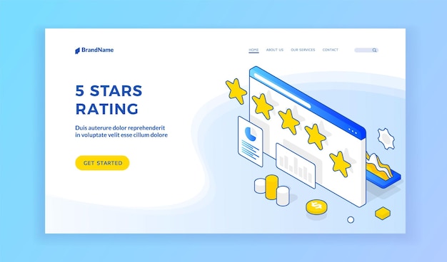 Sitio web de calificación de cinco estrellas