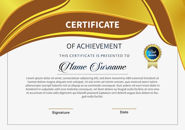 un sitio web para un certificado de logro se muestra en una página