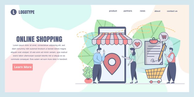 Vector sitio web para compras en línea con una pareja hablando ilustración conceptual