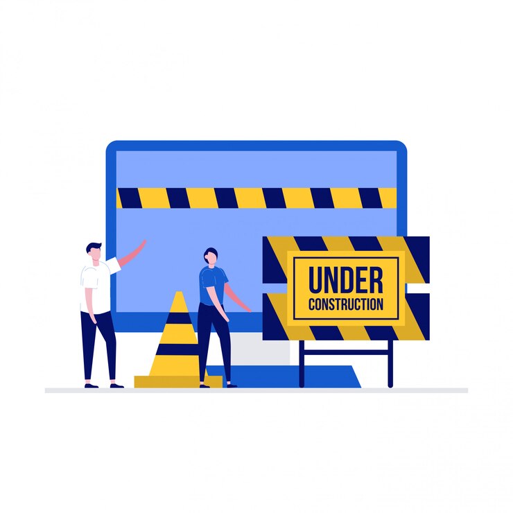 Vector sitio web en concepto de ilustración de construcción con personajes. un equipo que arregla el sistema web, actualiza el servidor por parte de los desarrolladores.