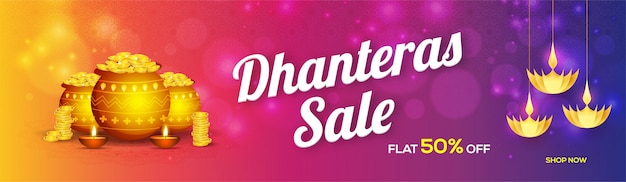 Sitio web encabezado o diseño de banner para venta de dhanteras.