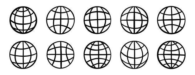 Sitio web globo doodle icono dibujado a mano contorno dibujo línea de internet clipart símbolo vector