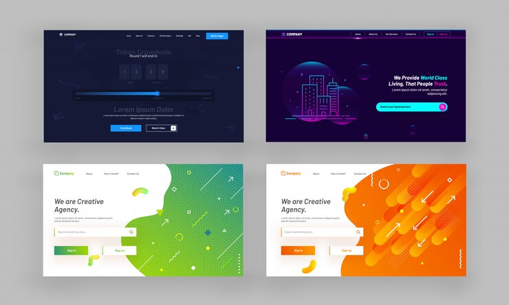 Vector sitio web héroe de imágenes o páginas de aterrizaje establecidas.