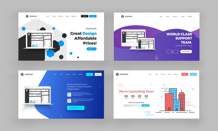 Vector sitio web héroe de imágenes o páginas de aterrizaje establecidas.