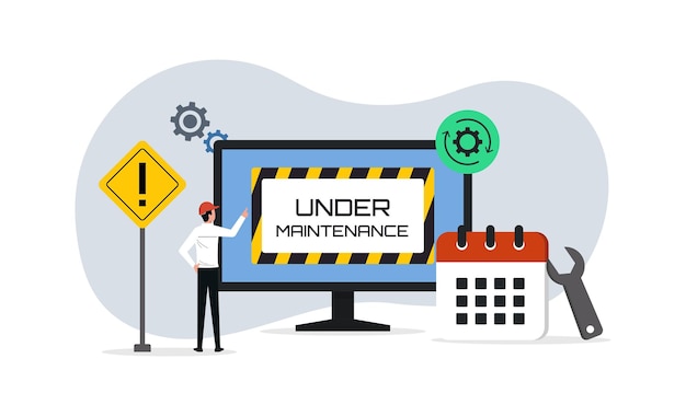 Sitio web de ilustración de mantenimiento y solución de problemas del sistema en construcción actualización y reparación del servidor