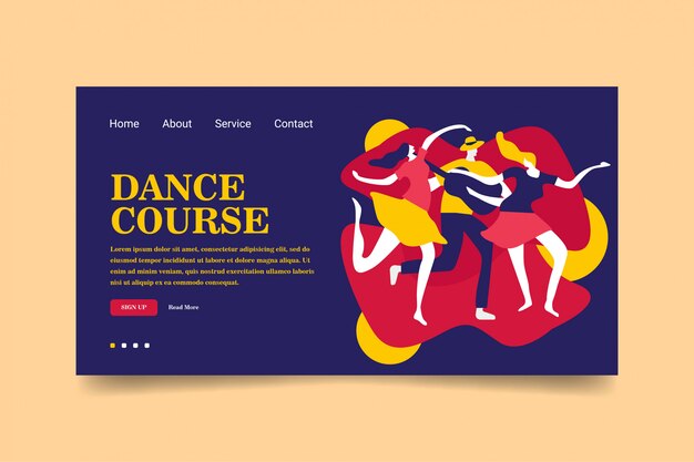 Sitio web de la página de aterrizaje del curso de baile