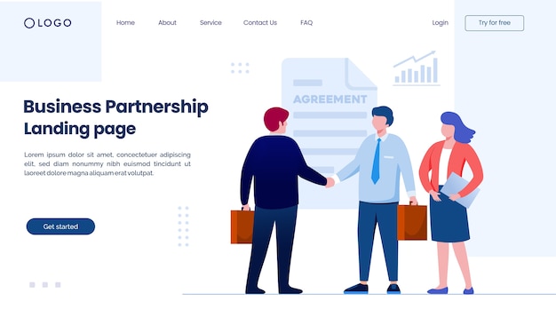 Sitio web de la página de destino de la asociación empresarial