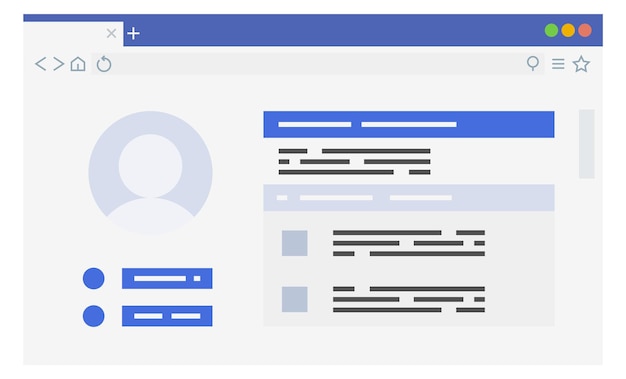 Sitio web de la página de perfil en la pantalla de la ventana del navegador web