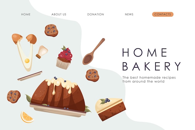Vector sitio web de panadería casera