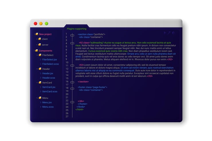 Vector sitio web con plantilla de codificación