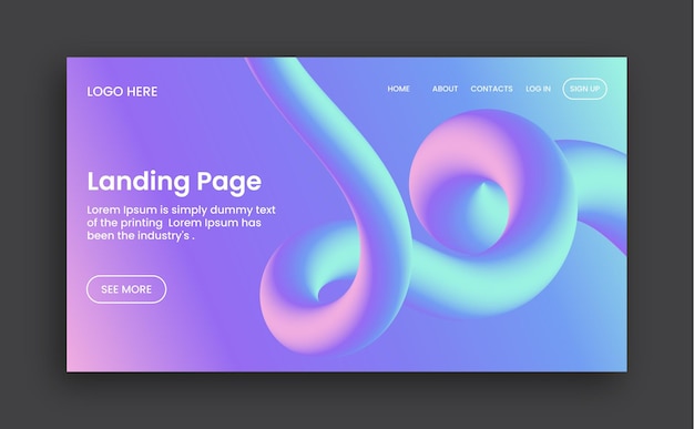 Sitio web de promoción de negocios Diseño de la página de aterrizaje con formas de gradientes