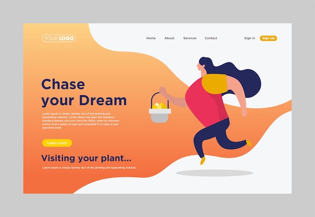 Un sitio web que dice Chase your Dream Homepage ilustraciones de diseño vectorial