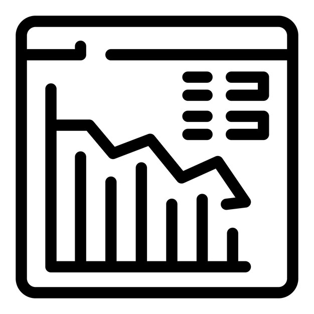 Sitio web que muestra un gráfico que representa las estadísticas decrecientes