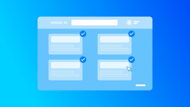 Sitio web de Windows de computadora vectorial y diseño plano de fondo degradado de elementos