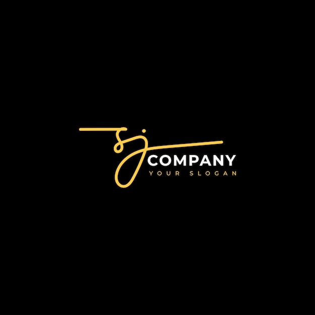 Sj Diseño de vector de logotipo de firma inicial